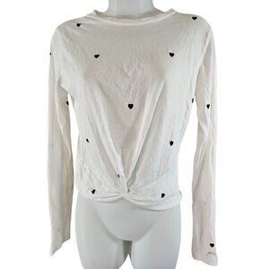 Pink Victorias Secret Long Sleeve Crew Neck Cotton Blend T-Shirt Heart Size XS S